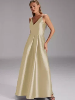Robe de soirée pour mère de la mariée col en v sans manches robe de bal plissée robes d'invitées de mariage