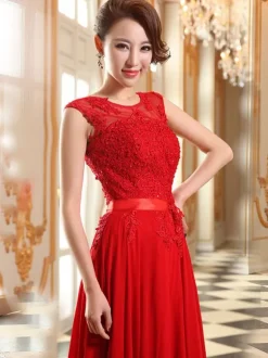 Robe de soirée robe cérémonie femme col rond au sol