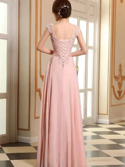 Robe de soirée robe cérémonie femme col rond au sol