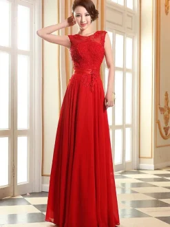 Robe de soirée robe cérémonie femme col rond au sol