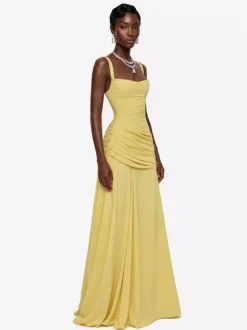 Robe de soirée robe de bal décolleté travaillé en polyester longue jusqu'au sol plissée robe de soirée formelle