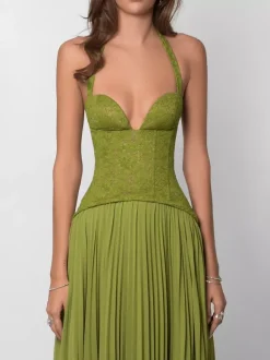 Robe de soirée robe de bal décolleté en c艙ur dentelle avec traîne plissée robe de cérémonie