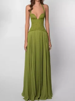 Robe de soirée robe de bal décolleté en c艙ur dentelle avec traîne plissée robe de cérémonie