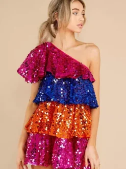 Robe de soirée rose à sequins sans manches moulante et sexy