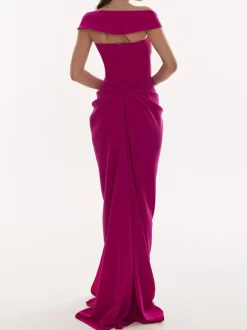Robe de soirée sirène col en v avec fermeture éclair fente sur le devant tissu satiné robes de soirée sociale