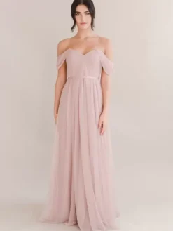 Robe de soirée trapèze col bateau en mousseline de soie longueur au sol robes de soirée plissées