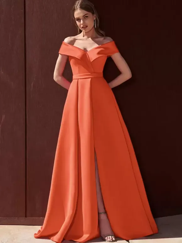 Robe de soirée trapèze épaules dénudées avec traîne sans manches fermeture éclair tissu satiné plissé robes de soirée formelles