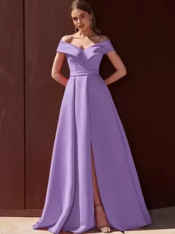 Robe de soirée trapèze épaules dénudées avec traîne sans manches fermeture éclair tissu satiné plissé robes de soirée formelles