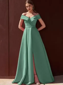 Robe de soirée trapèze épaules dénudées avec traîne sans manches fermeture éclair tissu satiné plissé robes de soirée formelles