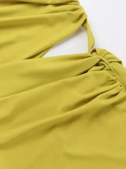 Robe de soirée verte en polyester sans manches dos nu asymétrique robe d'été
