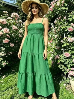 Robe de vacances maxi dos nu plissée sans manches bretelles col chic bleu ciel