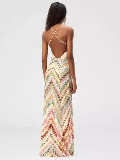 Robe de vacances maxi dos nu sans manches à bretelles robe d'été bleue décontractée