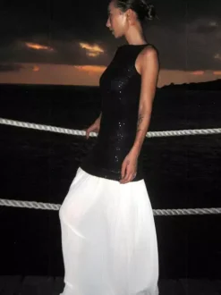 Robe de vacances maxi sans manches noire décontractée