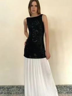 Robe de vacances maxi sans manches noire décontractée