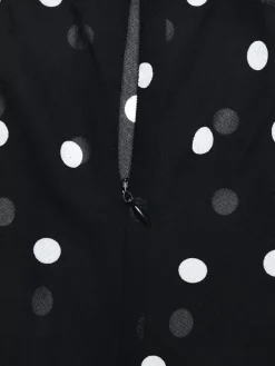 Robe de vacances maxi sans manches à pois col en V robe noire sexy