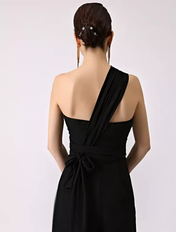Robe demoiselle d'honneur 2026 combinaison femmes soirée bretelles dos-nu jambe large pantalon en mousseline de soie
