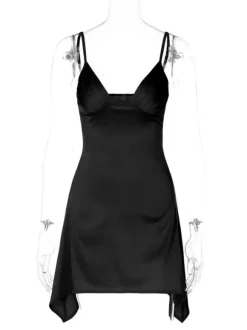 Robe D'été Sexy Col En V Plissé Dos Nu Rose Minirobe Robe De Plage