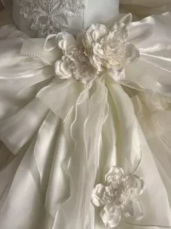 Robe Fairy Lolita Champagne à n艙ud sur le devant épaules dénudées style tea party.