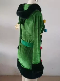 Robe Femme Noël Moulante Verte Déguisement Enfant Costumes de Vacances de Noël