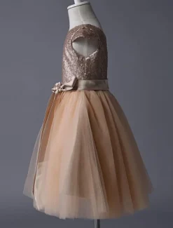 Robe fille de fleur pailleté jupe en tulle zip sur dos Robe d'enfant