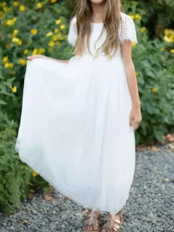 Robe fille de fleur robe cérémonie boho fille manche courte