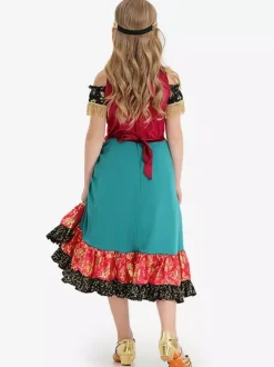 Robe Flamenco Costumes D'Halloween Enfants 2 Pièces Déguisement