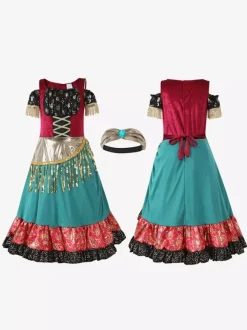 Robe Flamenco Costumes D'Halloween Enfants 2 Pièces Déguisement