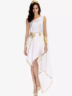 Robe fluide blanche de déesse grecque Robe élégante Costumes de vacances