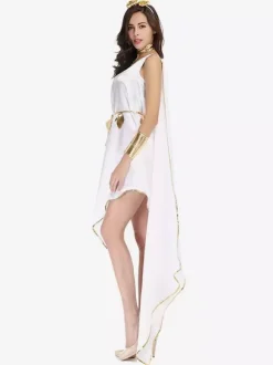 Robe fluide blanche de déesse grecque Robe élégante Costumes de vacances