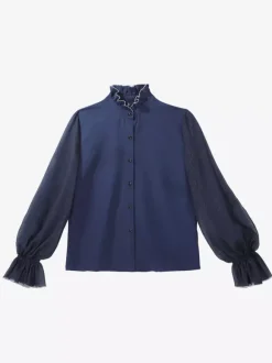 Robe Gothic Lolita à volants bleu marine foncé élégante haut victorien style astrologue cape et jupe sirène ensemble deux pièces