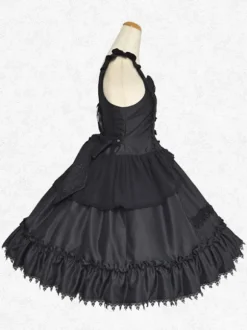 Robe Gothic Lolita en polyester sans manches robe Lolita classique noire