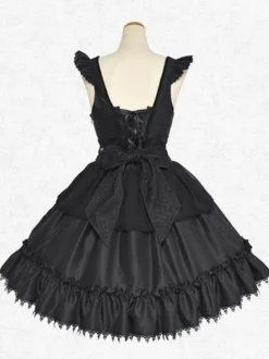 Robe Gothic Lolita en polyester sans manches robe Lolita classique noire