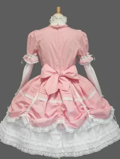Robe gothique Lolita avec volants en dentelle et n艙ud décoratif robe de princesse victorienne en 3 couleurs