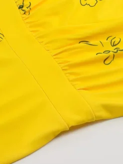 Robe jaune décontractée mi-longue à manches courtes et imprimé floral col carré manches courtes style midi.