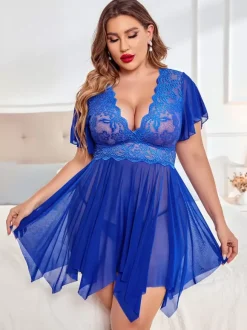 Robe Lingerie Pour Femme Nuisette Sexy En Dentelle Rouge