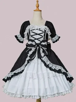 Robe Lolita Classique Coton Sans Manches Robes Lolita Noires