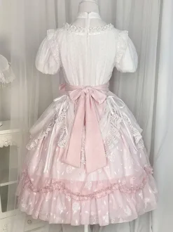 Robe Lolita Classique Manches Courtes Robes Imprimé Fleurie Rose Classique