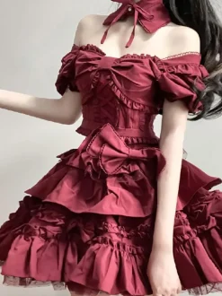 Robe Lolita Classique Polyester Manches Courtes Robes Lolita Classique Noir