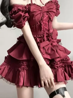 Robe Lolita Classique Polyester Manches Courtes Robes Lolita Classique Noir