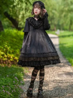 Robe Lolita Classique Velours Manches Longues Robes Lolita Noires