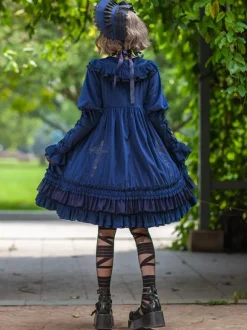 Robe Lolita Classique Velours Manches Longues Robes Lolita Noires