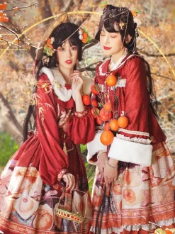 Robe Lolita De Style Chinois N艙uds Manches Longues Imprimé Floral