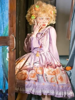 Robe Lolita De Style Chinois N艙uds Manches Longues Imprimé Floral