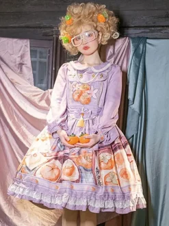 Robe Lolita De Style Chinois N艙uds Manches Longues Imprimé Floral