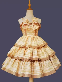 Robe Lolita douce en polyester sans manches avec n艙uds Robe Lolita de conte de fées