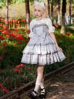 Robe Lolita douce en polyester sans manches avec n艙uds Robe Lolita de conte de fées