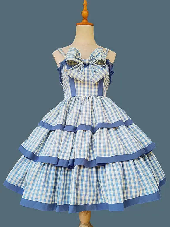 Robe Lolita douce en polyester sans manches avec n艙uds Robe Lolita de conte de fées