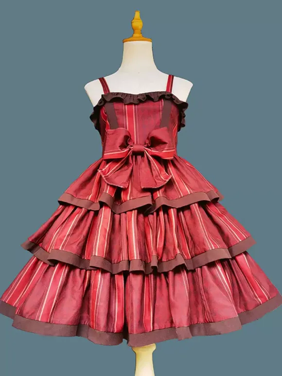 Robe Lolita douce en polyester sans manches avec n艙uds Robe Lolita de conte de fées