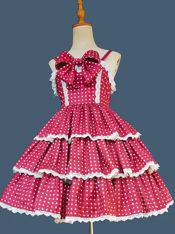 Robe Lolita douce en polyester sans manches avec n艙uds Robe Lolita de conte de fées
