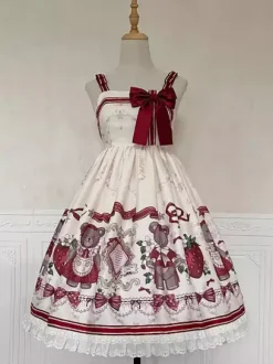 Robe Lolita Douce Robe Lolita de Noël Sans Manches en Polyester